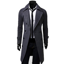 Load image into Gallery viewer, 2019 Men Winter Warm Trench Woolen Coat Slim Fit Casual Reefer Jackets Solid Stand Collar Double Breasted Peacoat Parka