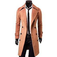 Load image into Gallery viewer, 2019 Men Winter Warm Trench Woolen Coat Slim Fit Casual Reefer Jackets Solid Stand Collar Double Breasted Peacoat Parka