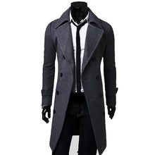 Load image into Gallery viewer, 2019 Men Winter Warm Trench Woolen Coat Slim Fit Casual Reefer Jackets Solid Stand Collar Double Breasted Peacoat Parka